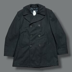 Vintage US Navy Wool Peacoat USN 90s Enlisted Overcoat Black 44 Military Jacket
